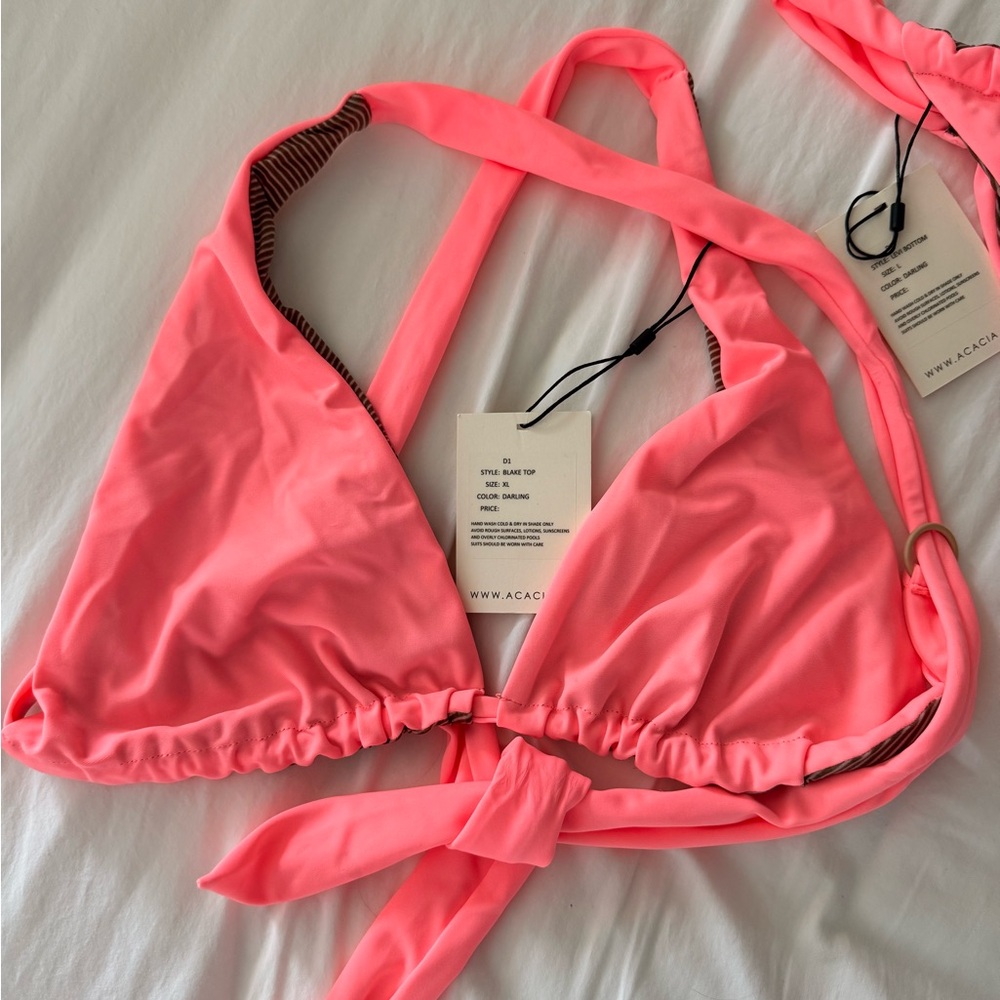 Acacia Swimwear Darling (Pink) Bikini Set Xl Top + Lg Bottom - Picture 5 of 6